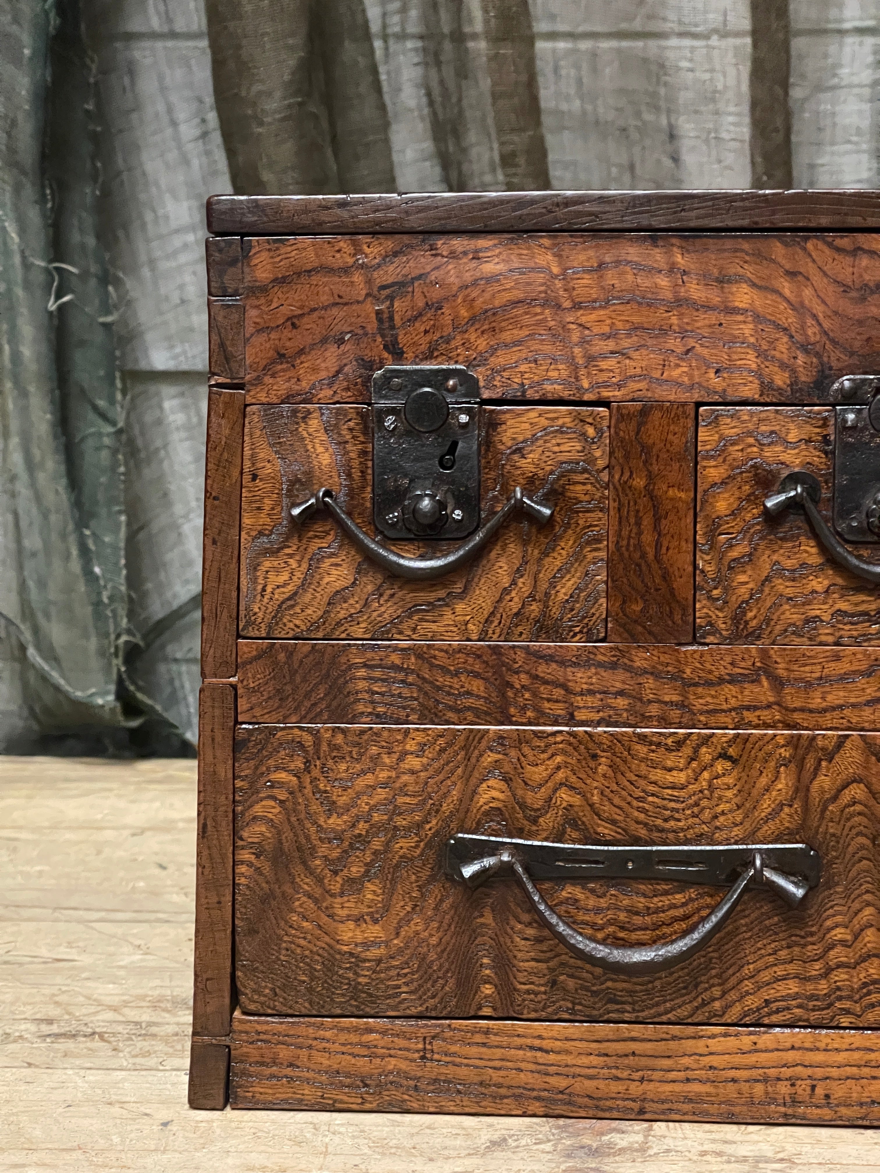 Suzuri Bako, Japanese Calligraphy Box - Elm | Meiji, c.1870