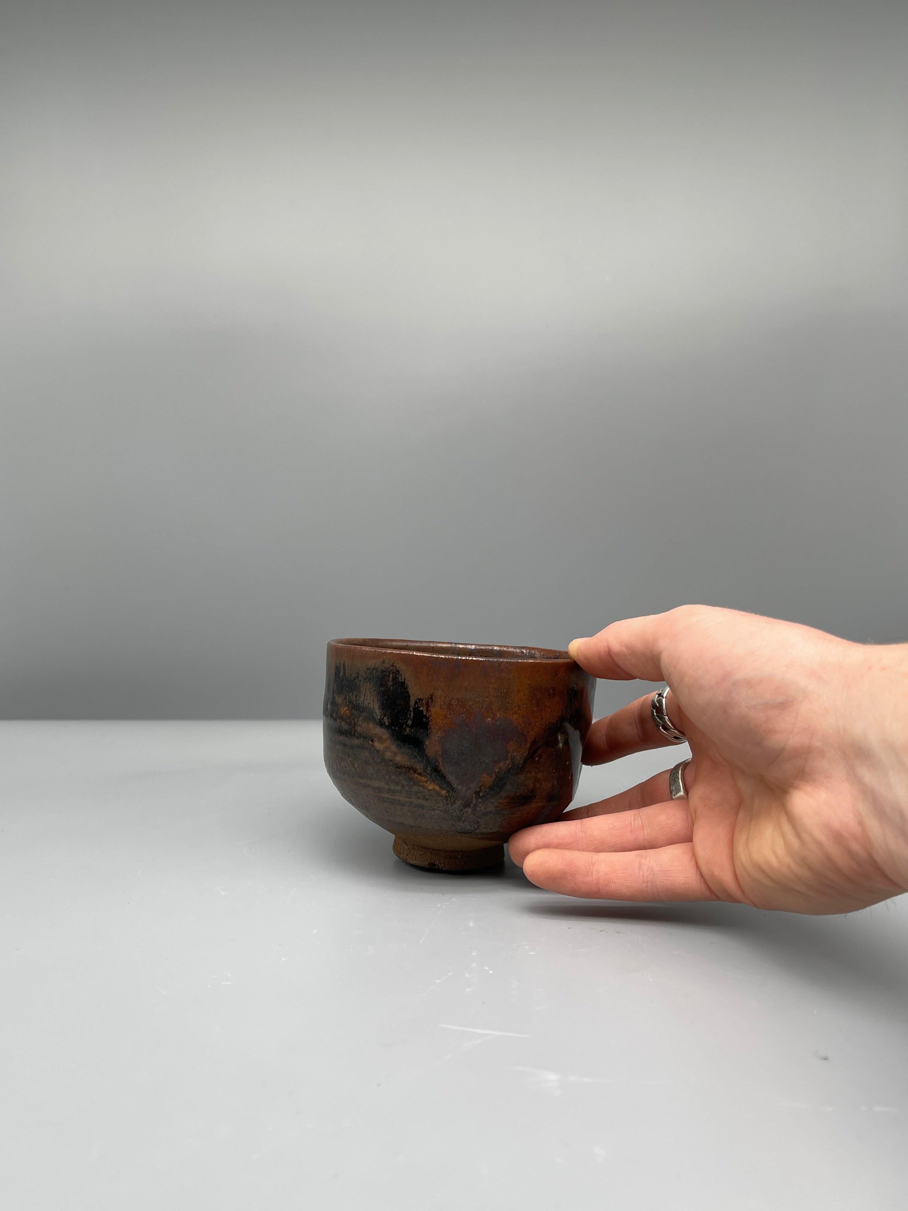 Vintage Japanese Chawan Tea Bowl - Stoneware, Tenmoku Glaze
