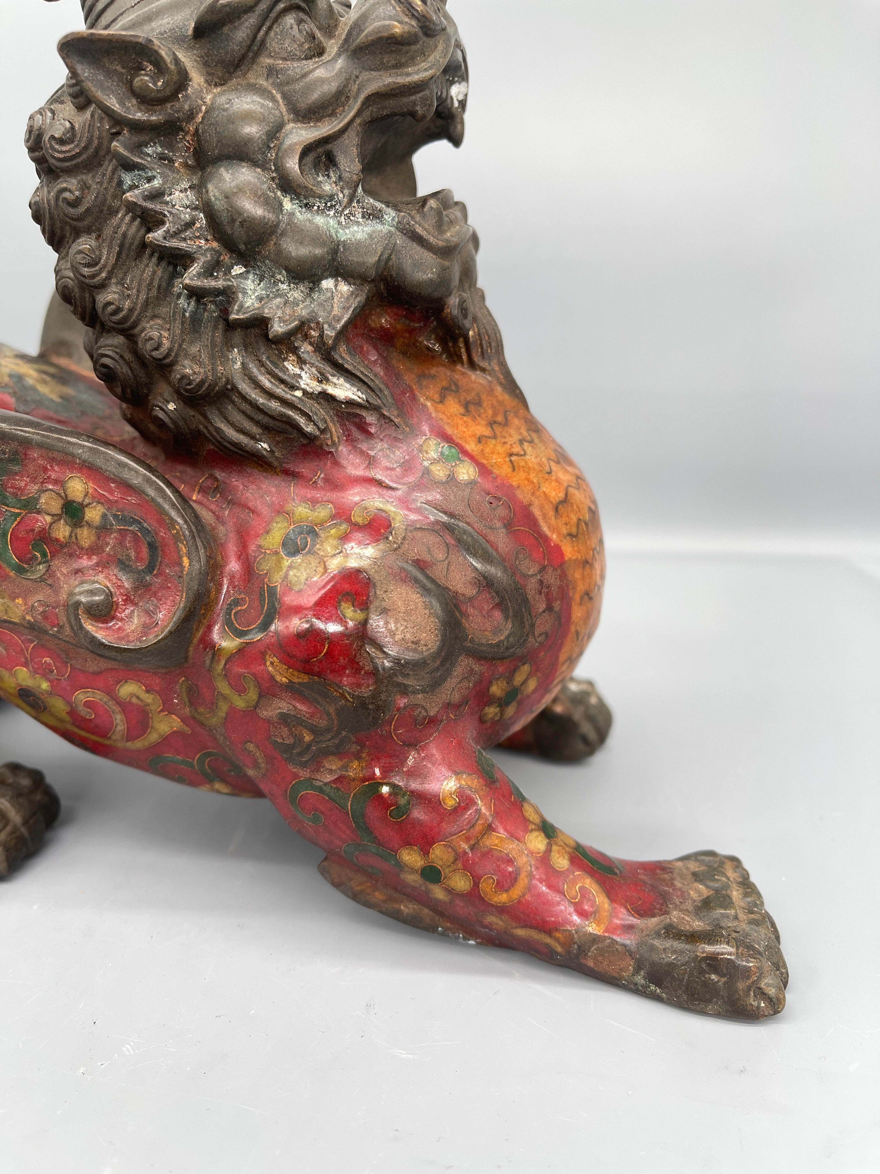 Pair of Chinese Cloisonne Foo Dogs