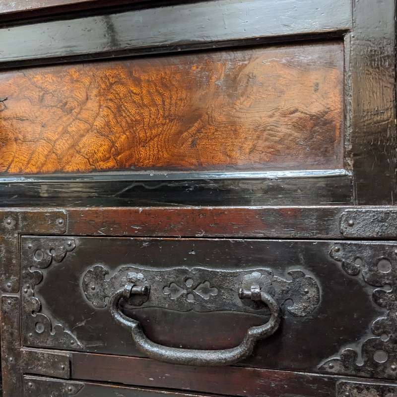 Japanese Storage Cabinet - Cypress, Elm & Lacquer Finish | Late 1800's