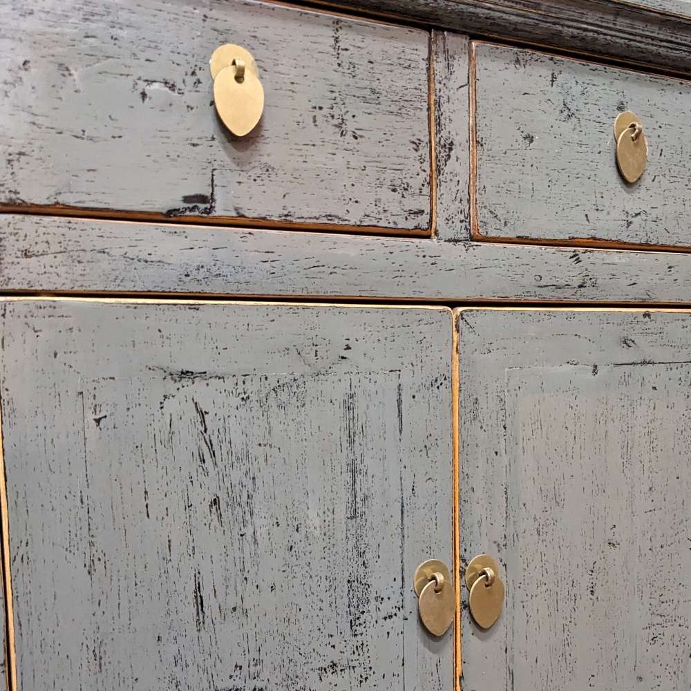 Provincial Style Chinese Grey Lacquered Cabinet
