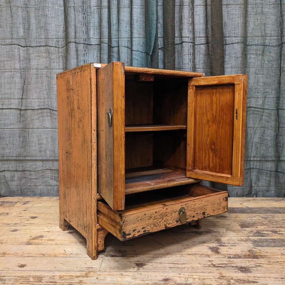 Provincial Style Chinese Lacquered Side Cabinet