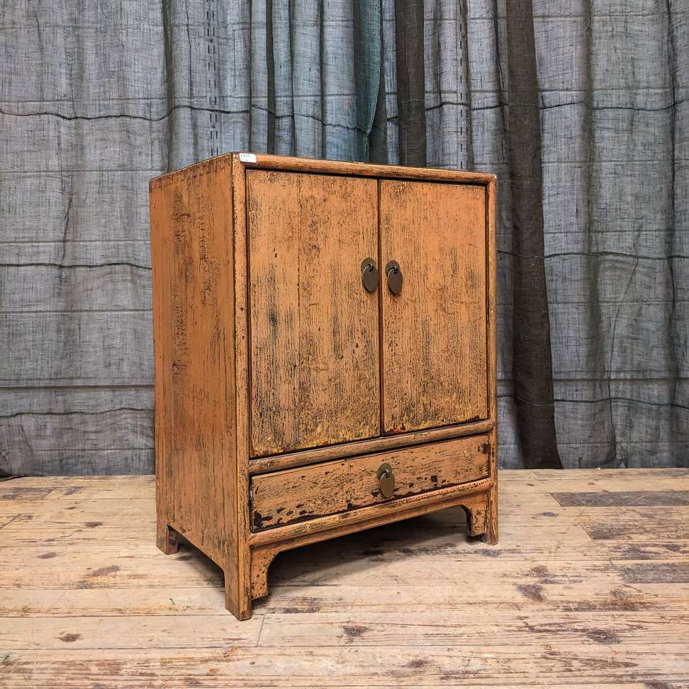 Provincial Style Chinese Lacquered Side Cabinet