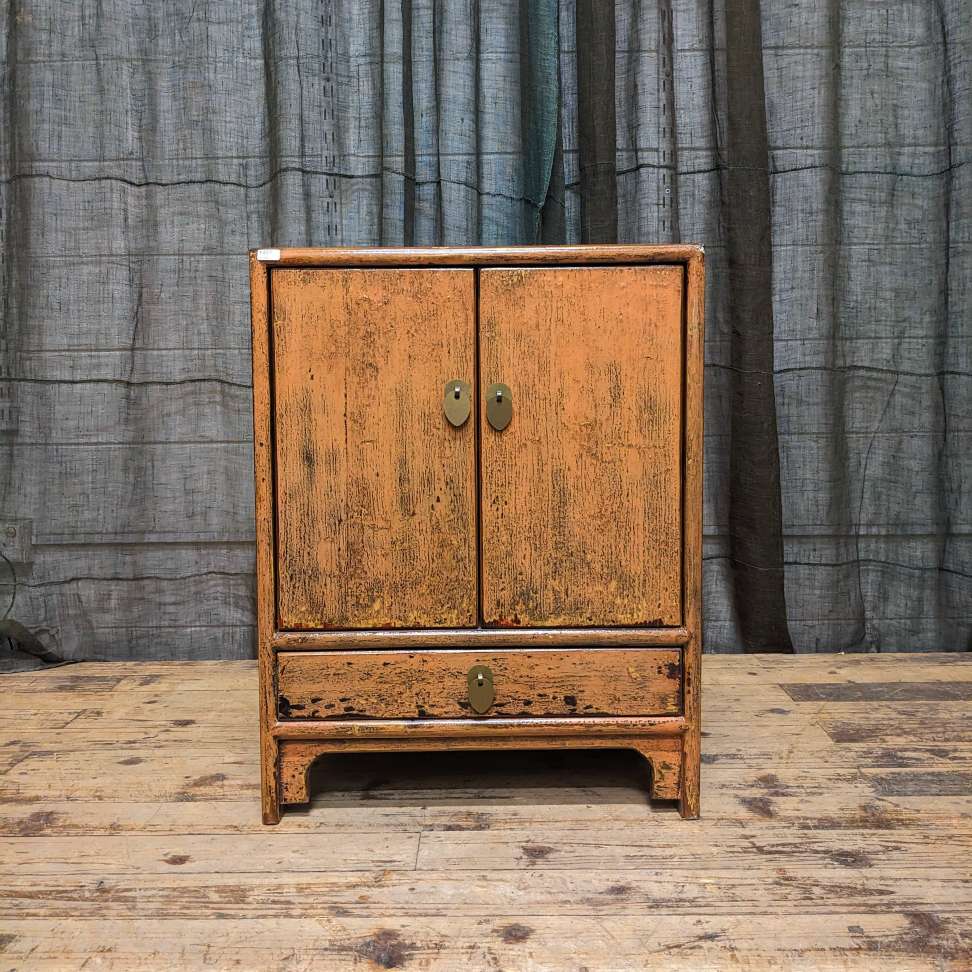 Provincial Style Chinese Lacquered Side Cabinet