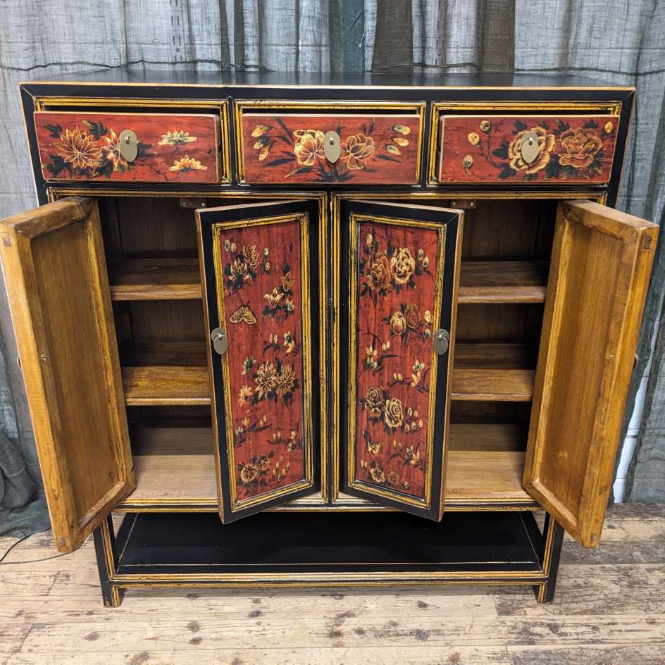 Contemporary Chinese Painted Storage Cabinet