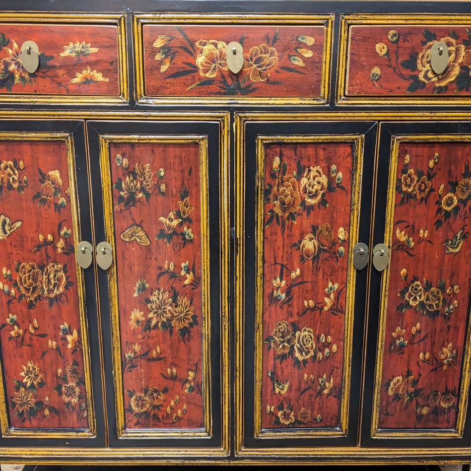 Contemporary Chinese Painted Storage Cabinet