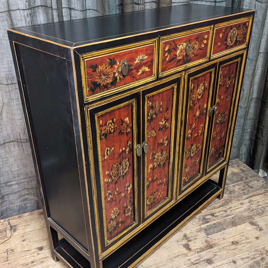 Contemporary Chinese Painted Storage Cabinet