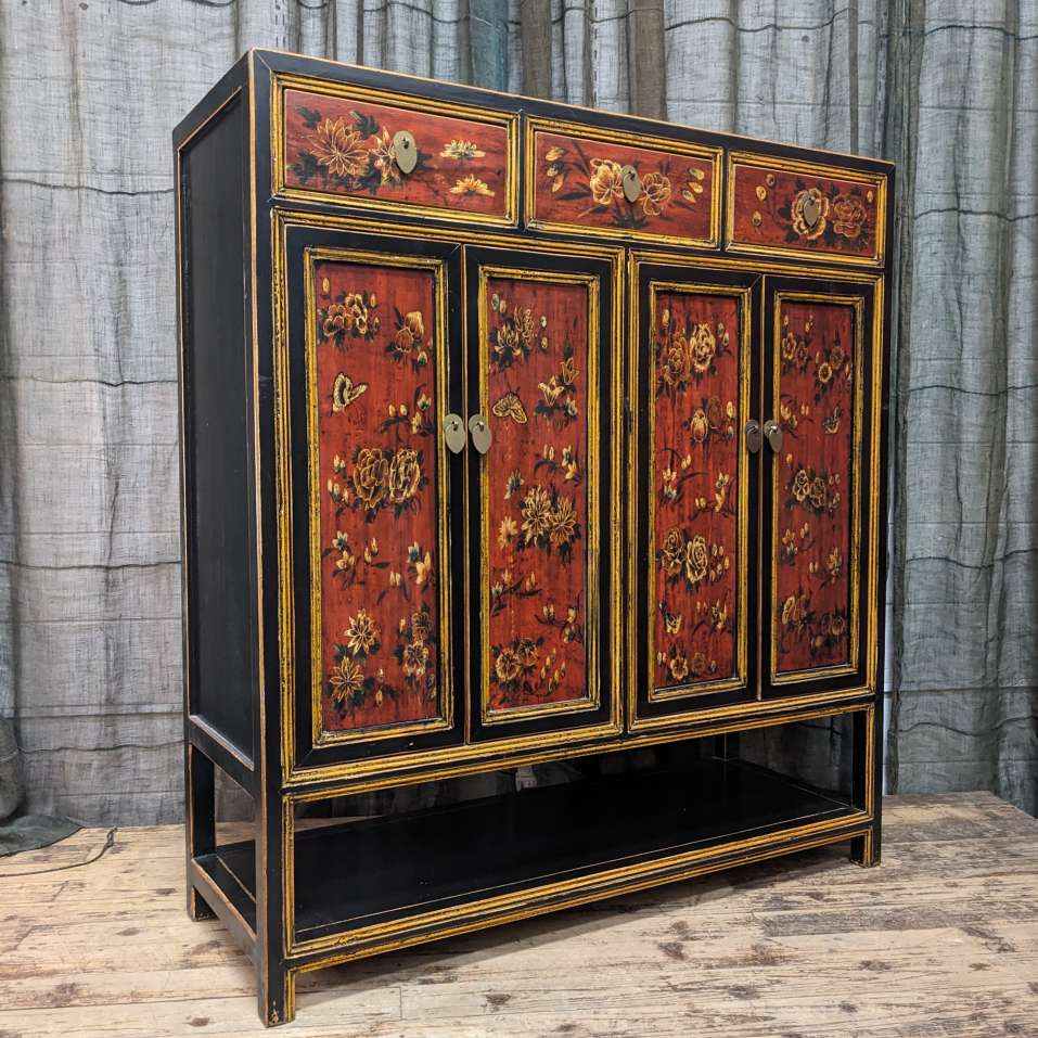 Contemporary Chinese Painted Storage Cabinet