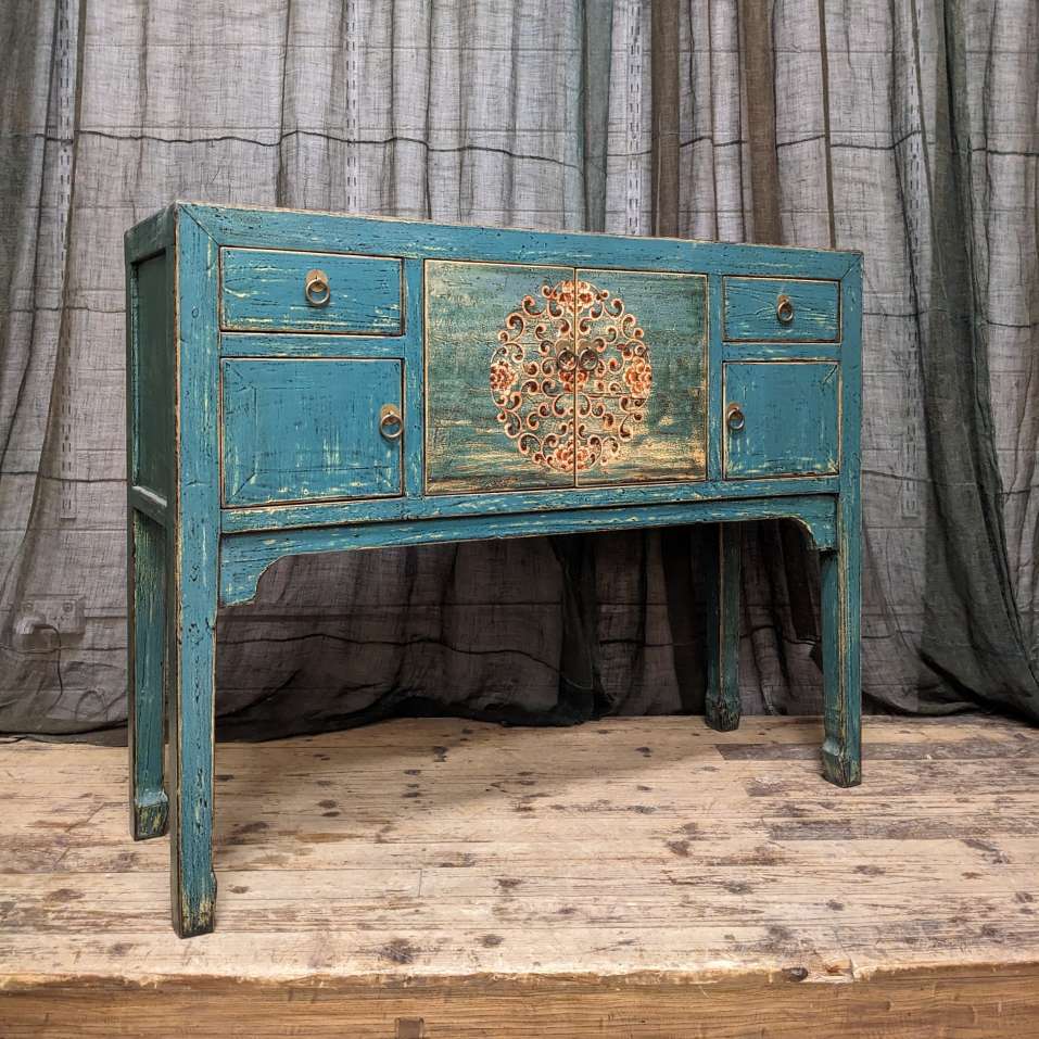 Chinese Blue Lacquered Hall Table