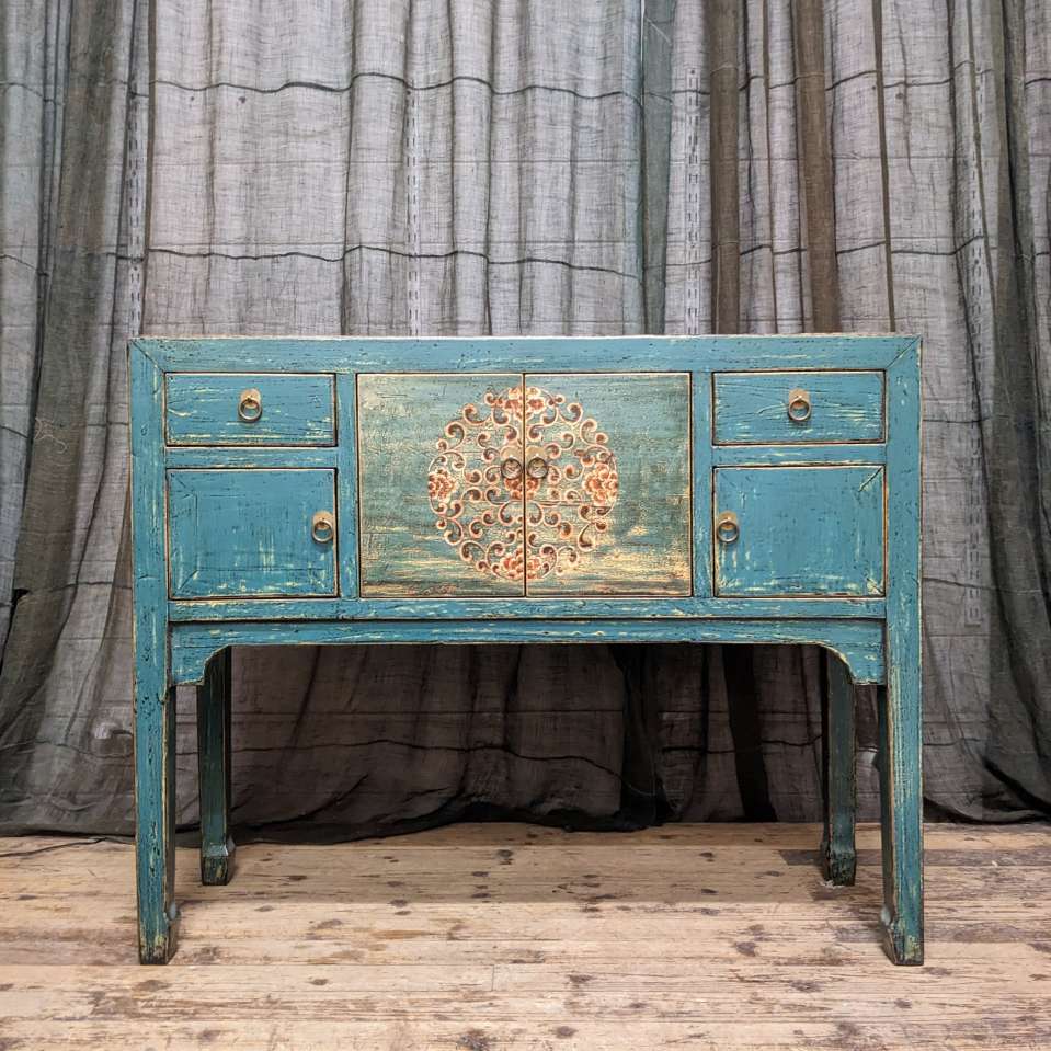 Chinese Blue Lacquered Hall Table