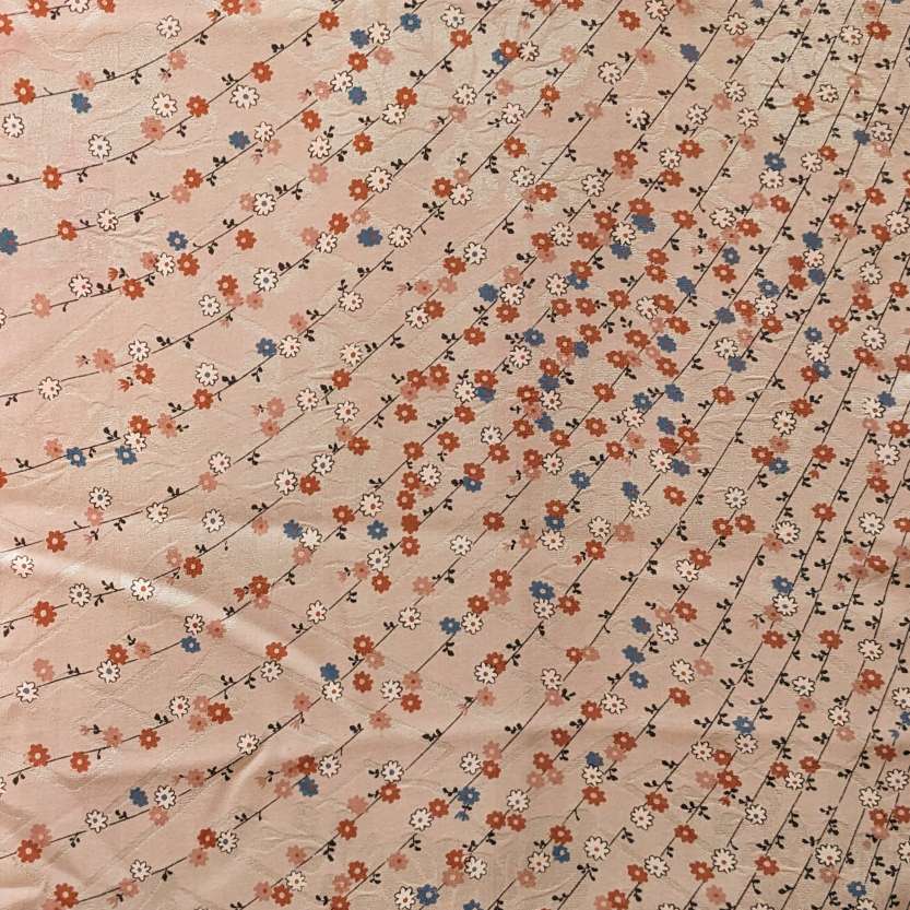 Japanese Silk Fabric, Pink with Floral Pattern