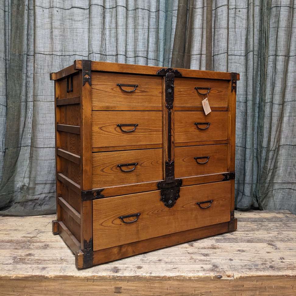 Japanese Wheeled Chest of Drawers - Cedar, Cypress & Elm | c.1870