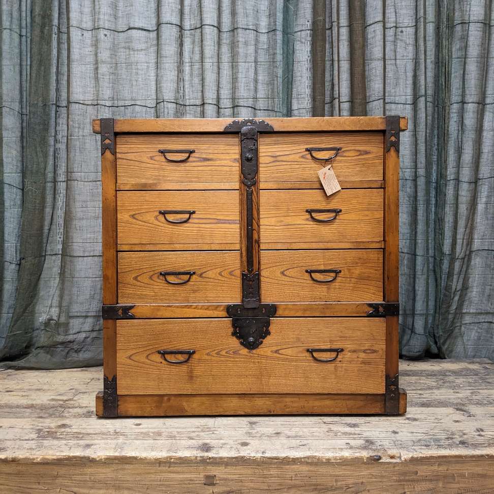 Japanese Wheeled Chest of Drawers - Cedar, Cypress & Elm | c.1870