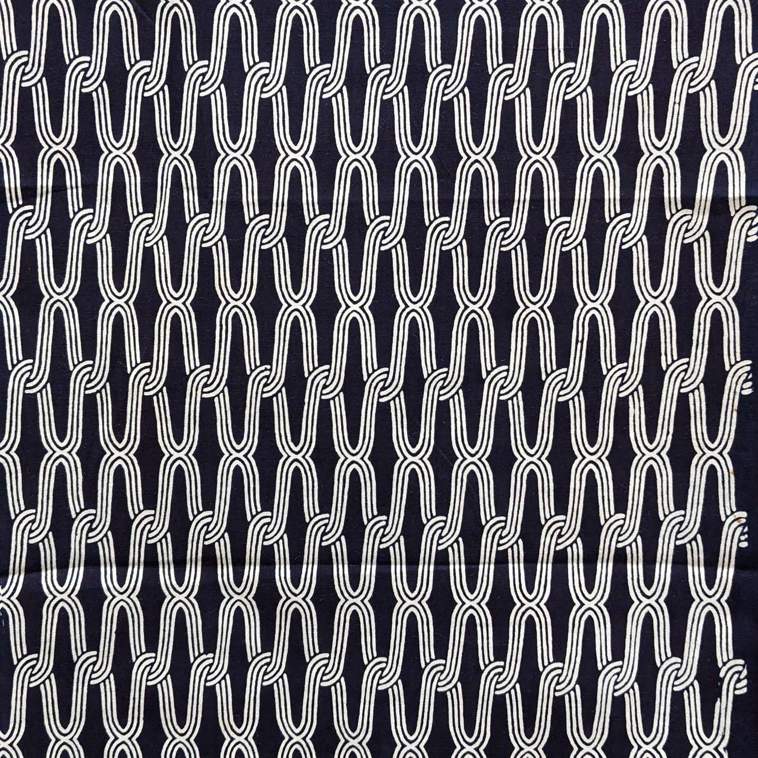 Japanese Yukata Cotton Fabric, Indigo Rope Pattern