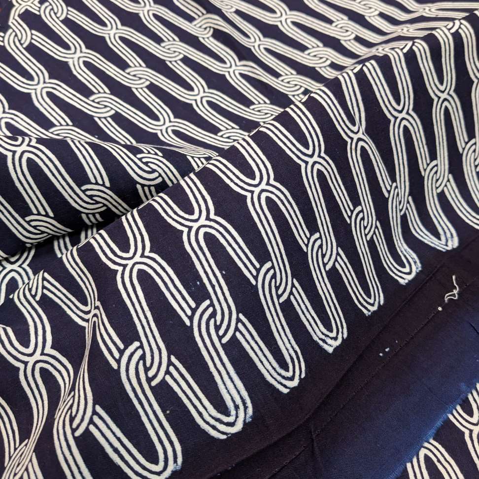 Japanese Yukata Cotton Fabric, Indigo Rope Pattern