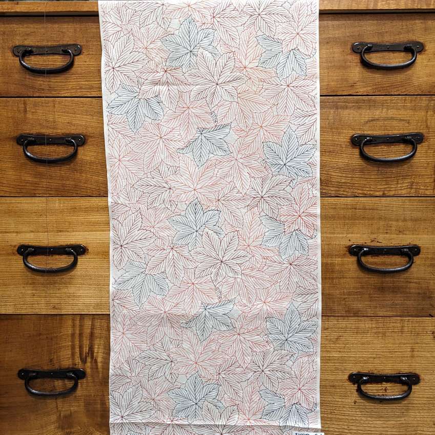 Japanese Silk Fabric Leaves Pattern