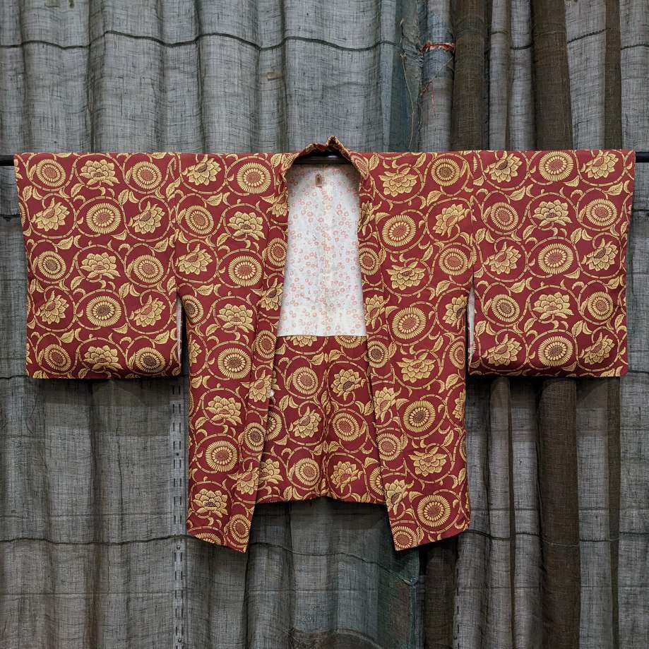 Japanese Haori-Kimono Jacket - Soft drape chrysanthemum design