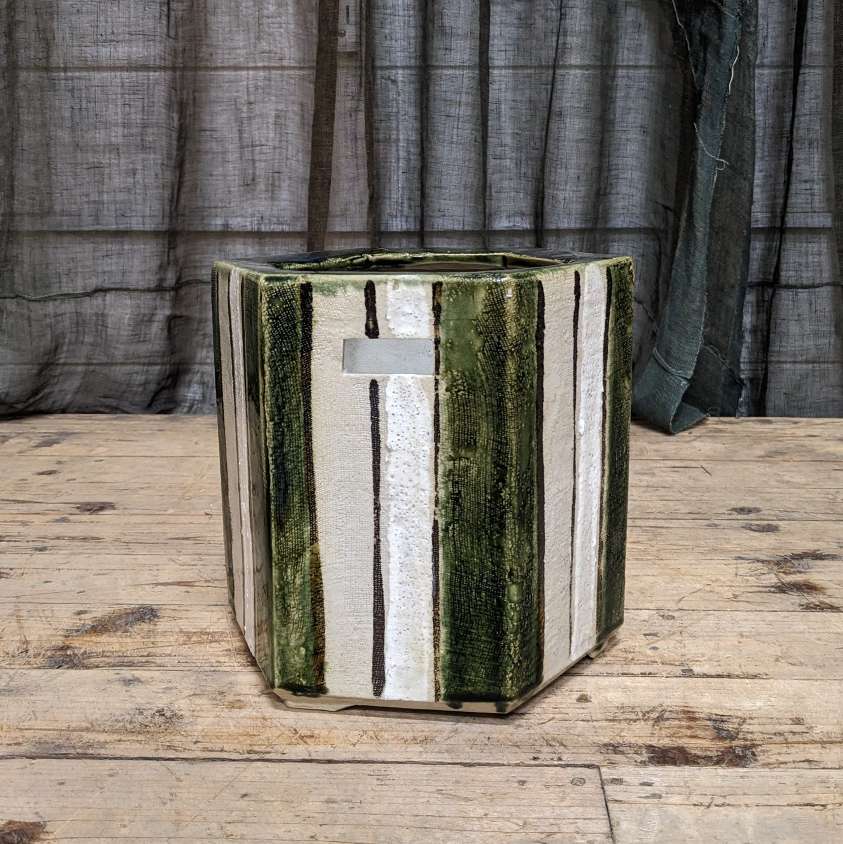 Vintage Japanese Oribe Pottery Hibachi