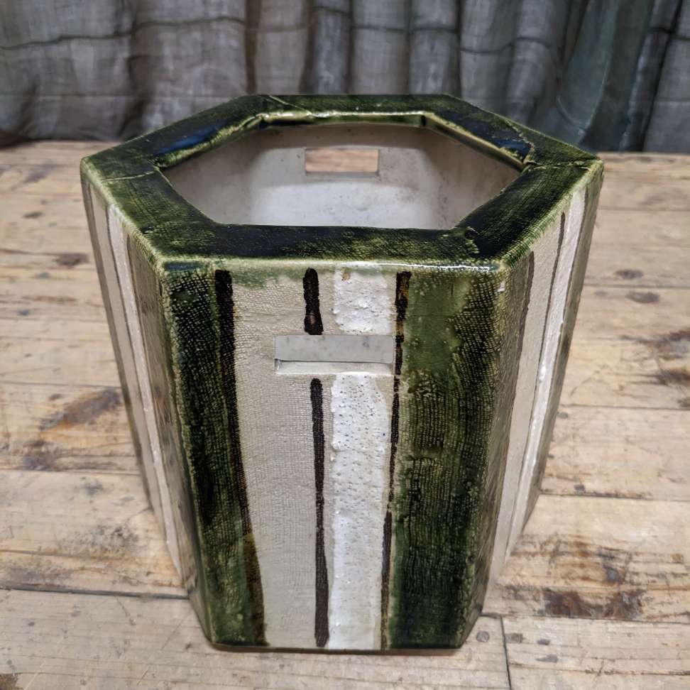 Vintage Japanese Oribe Pottery Hibachi