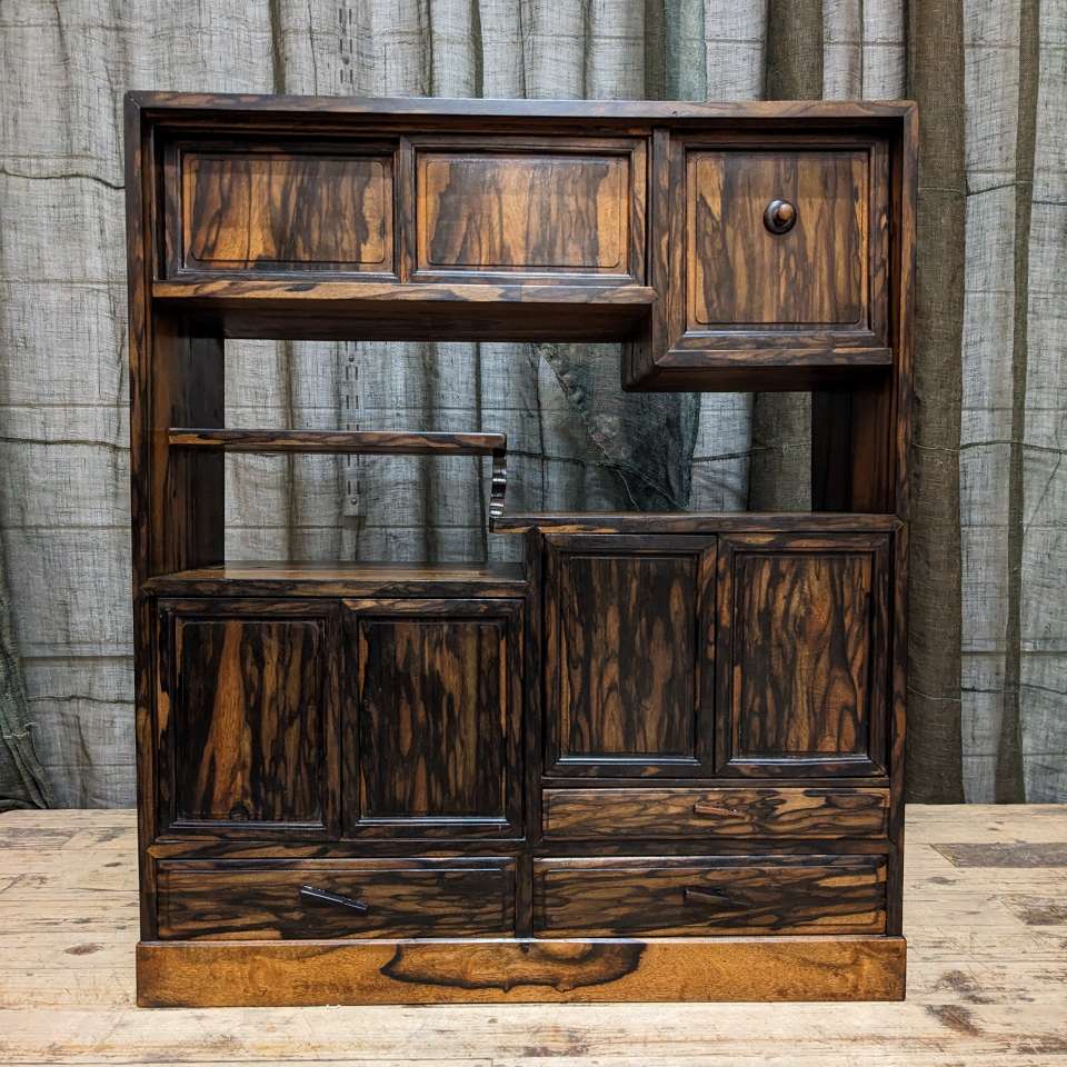 Cha Dana, Japanese Tea Cabinet - Persimmon | Showa, mid-century