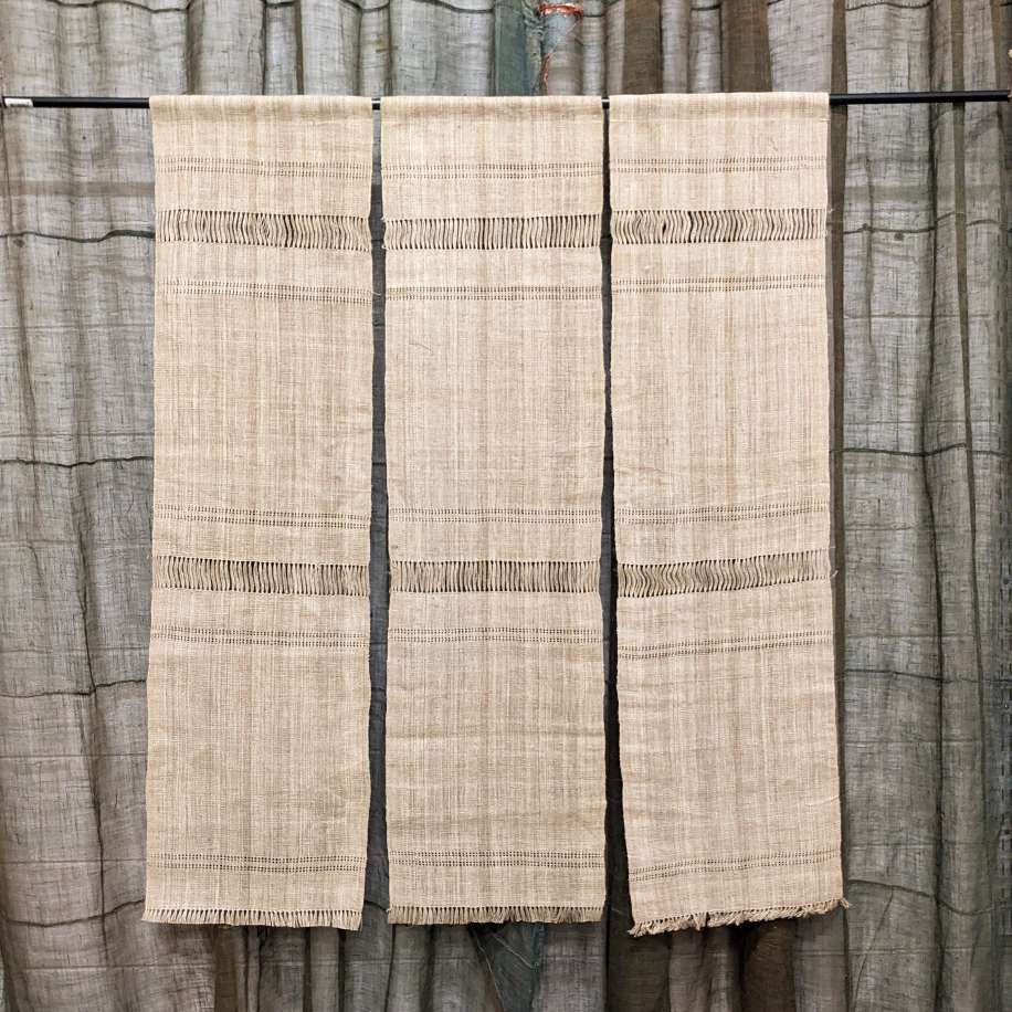 Vintage Hemp Japanese Noren, Panelled Curtain