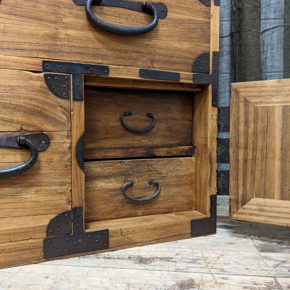 Japanese Kimono Storage Chest-on-Chest, Isho Dansu - Paulownia | Meiji c.1890