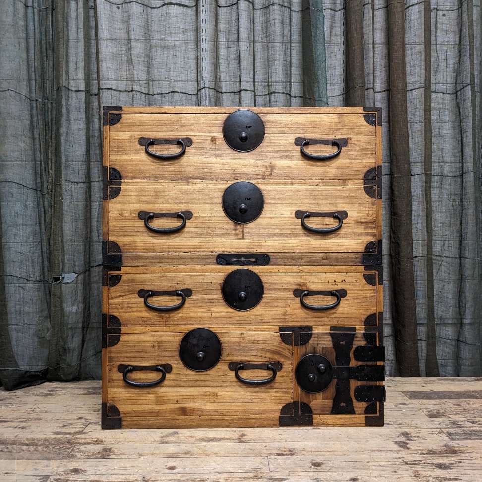 Japanese Kimono Storage Chest-on-Chest, Isho Dansu - Paulownia | Meiji c.1890