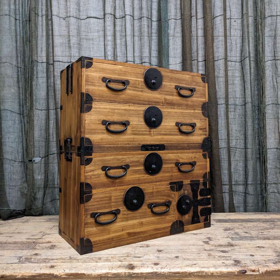 Japanese Kimono Storage Chest-on-Chest, Isho Dansu - Paulownia | Meiji c.1890