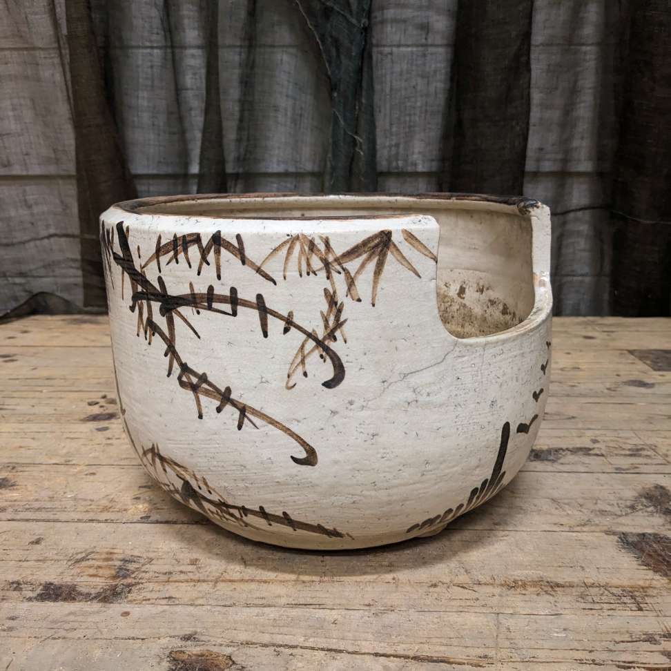 Vintage Japanese Oribe Pottery Hibachi