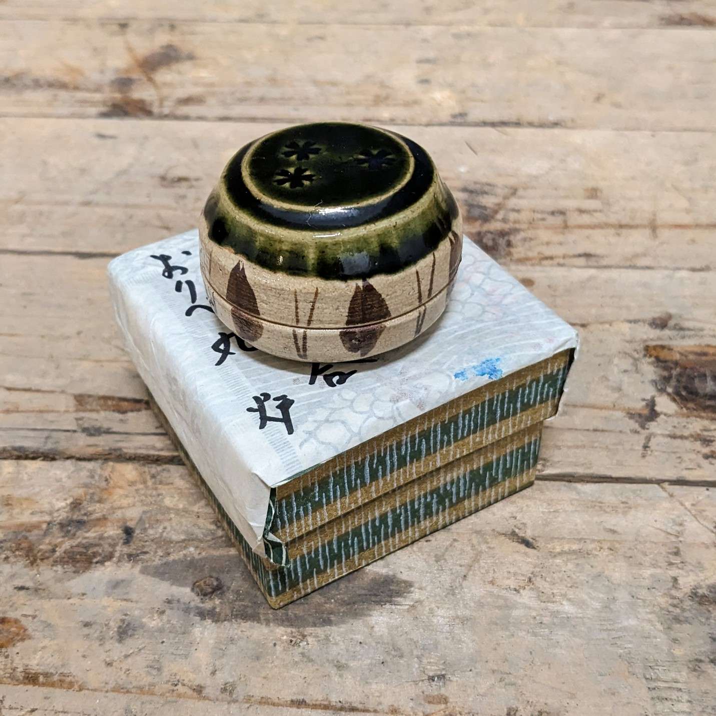 Vintage Japanese Oribe Kogo, Incense Container