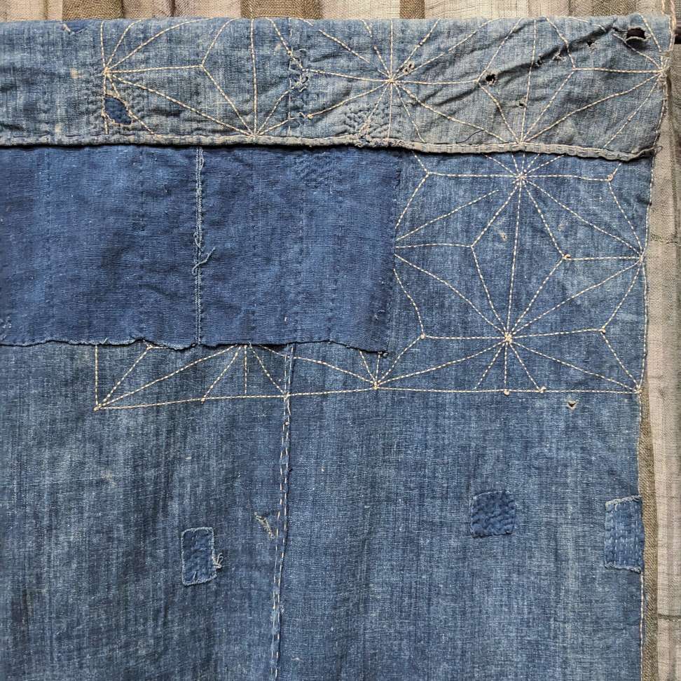 Japanese Indigo Boro Cotton with Sashiko Stitching