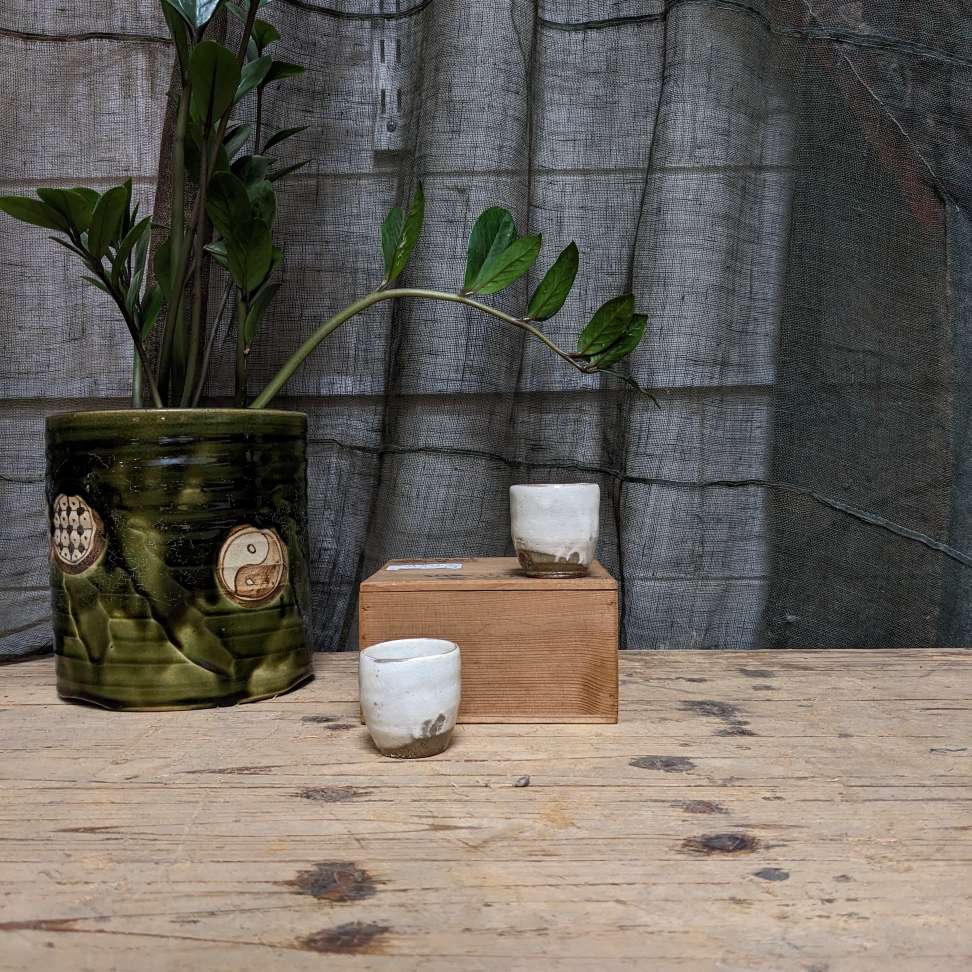 Vintage Japanese Sake Cups - Shino Glaze | c.1960's