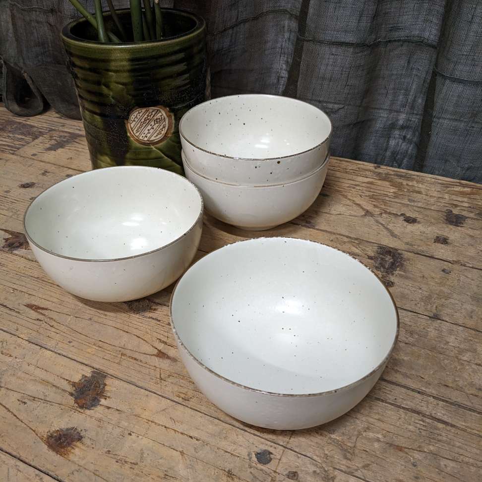 Contemporary Japanese Bowl - White, Spotted