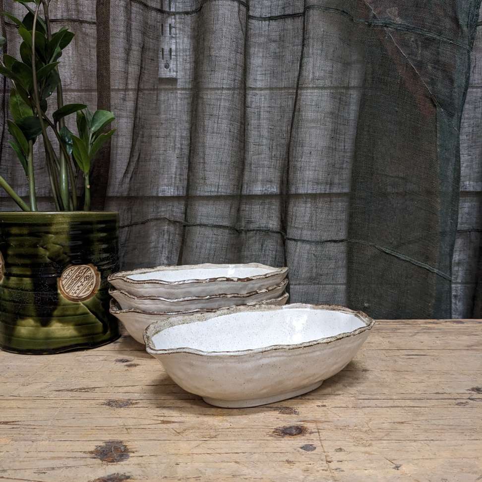Contemporary Japanese Serving Bowl - Off White