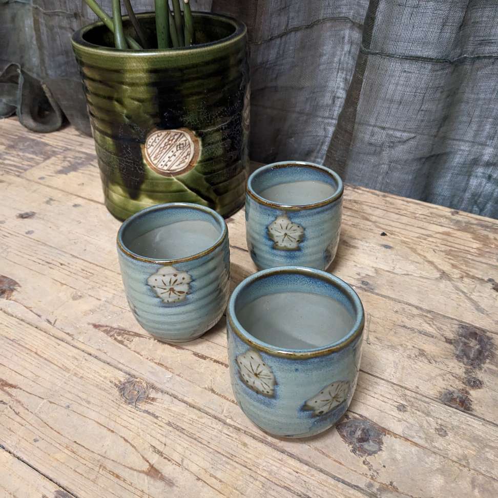 Contemporary Japanese Ceramic Cup - Blue Floral