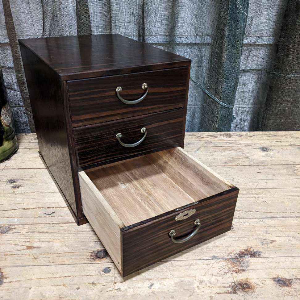 Vintage Japanese Sewing Box, Hari Bako - Elm & Rosewood | c. 1950