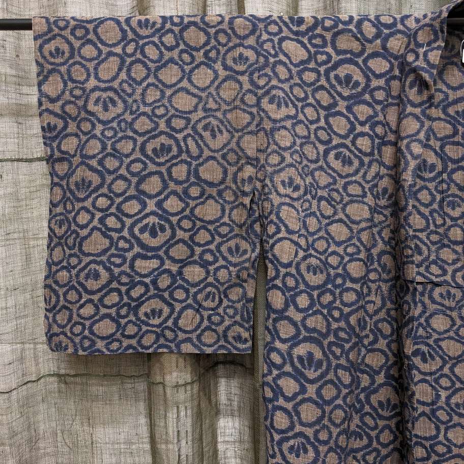 Vintage Japanese Hemp Kimono With Floral Pattern