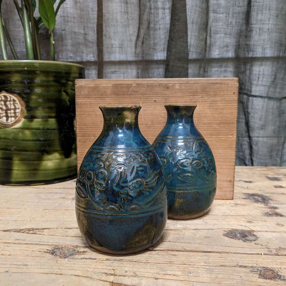 Pair of Vintage Japanese Sake Pourers - Tokkuri