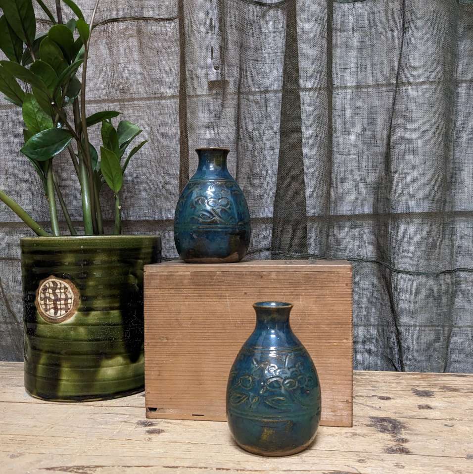 Pair of Vintage Japanese Sake Pourers - Tokkuri
