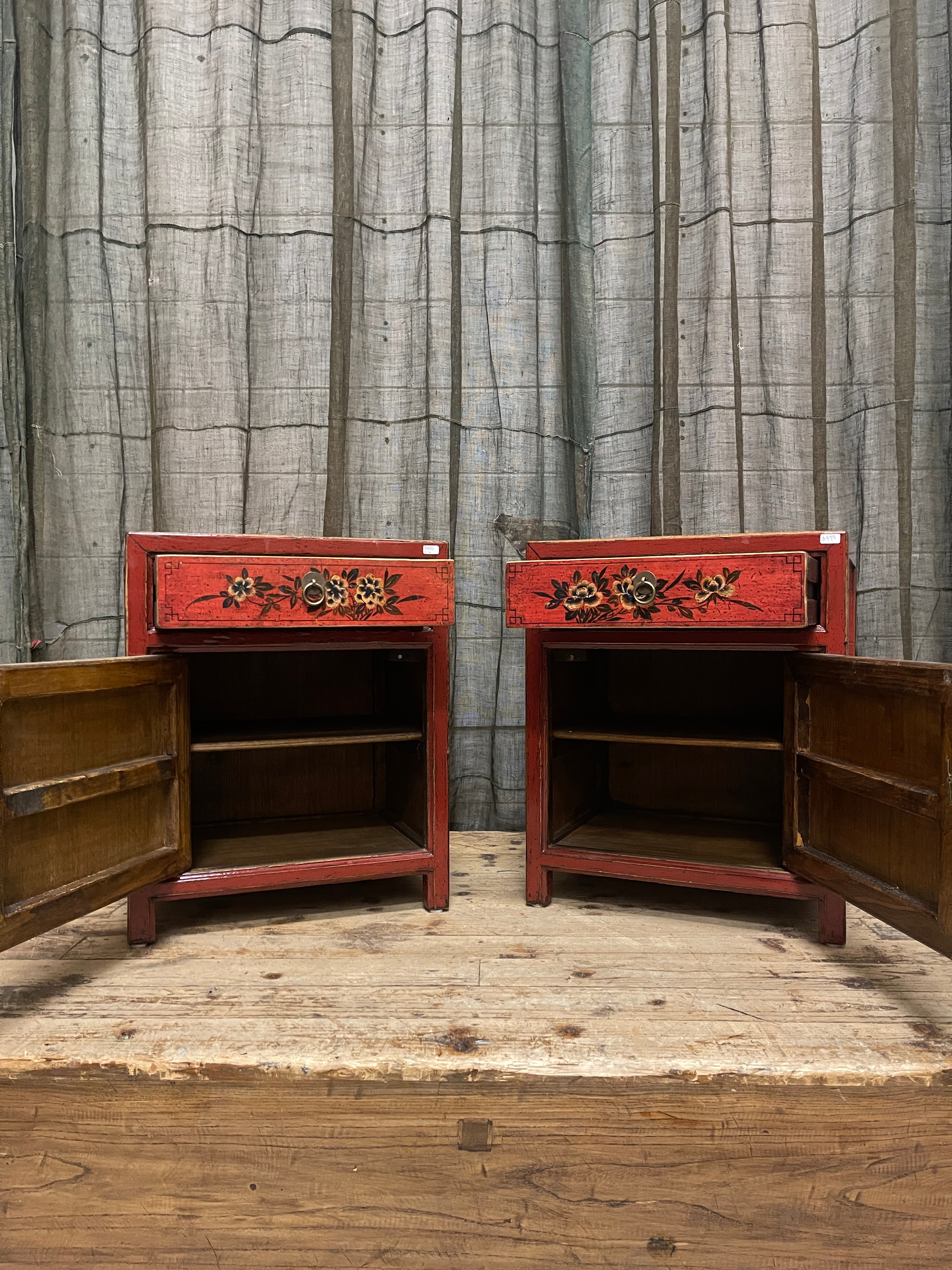 Chinese Red Lacquered Side Cabinet