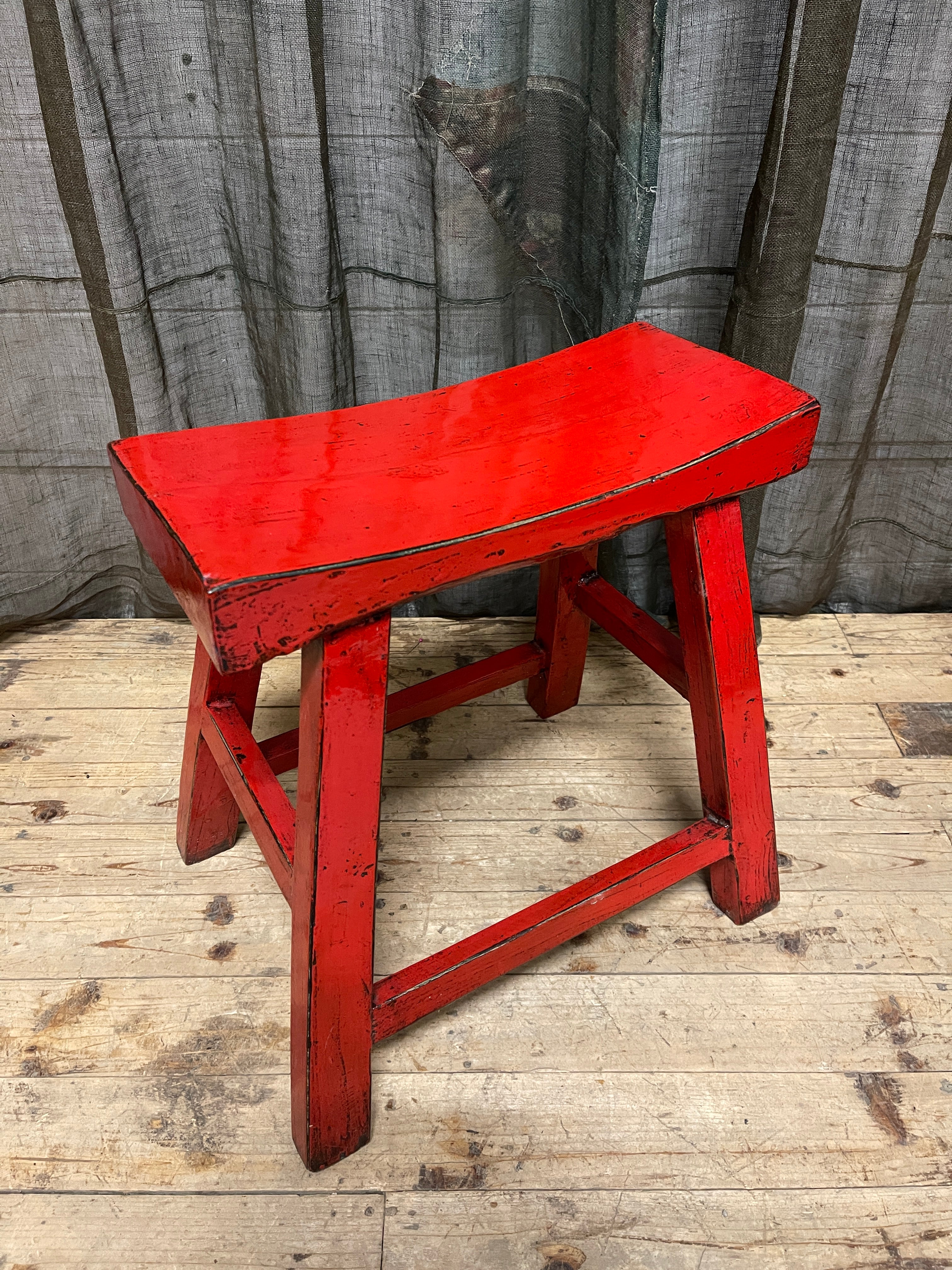 Chinese Provincial Stool - Red