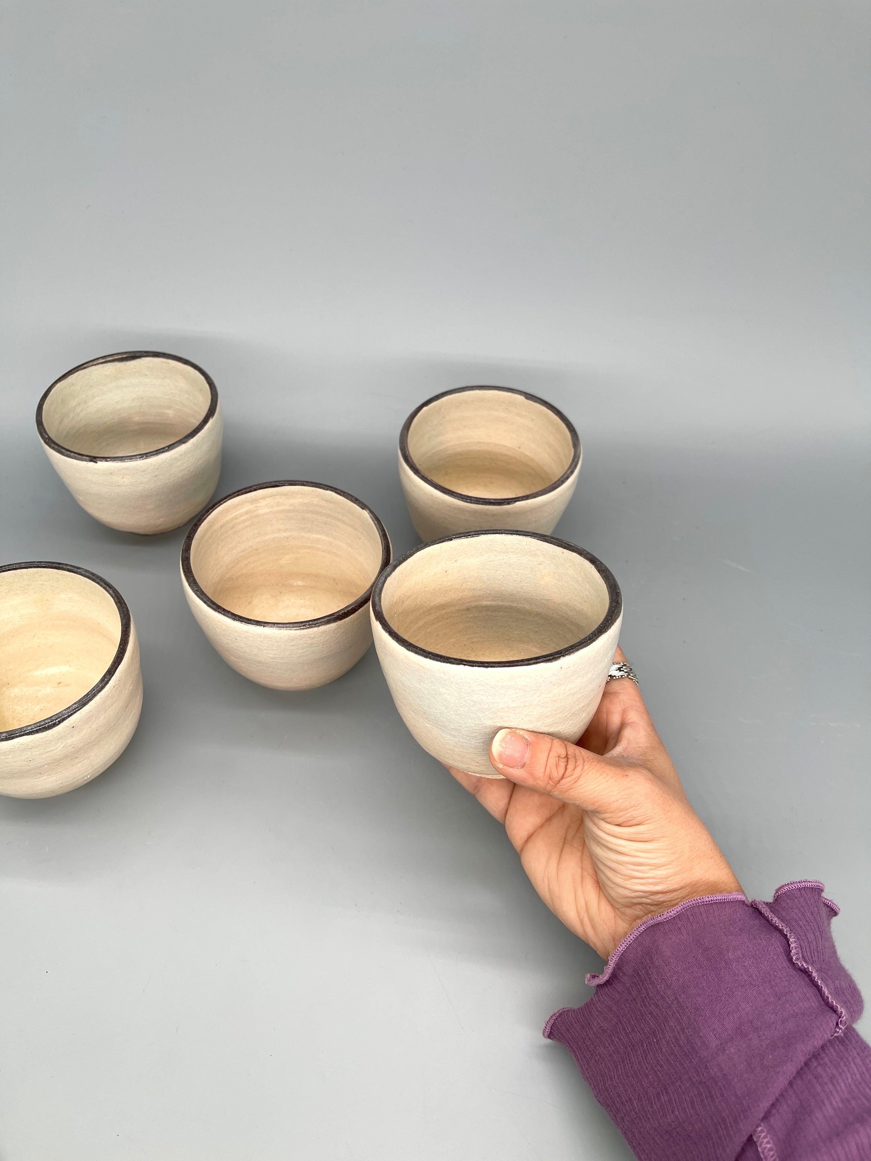 Set of 5 Japanese Yunomi, Tea Cups