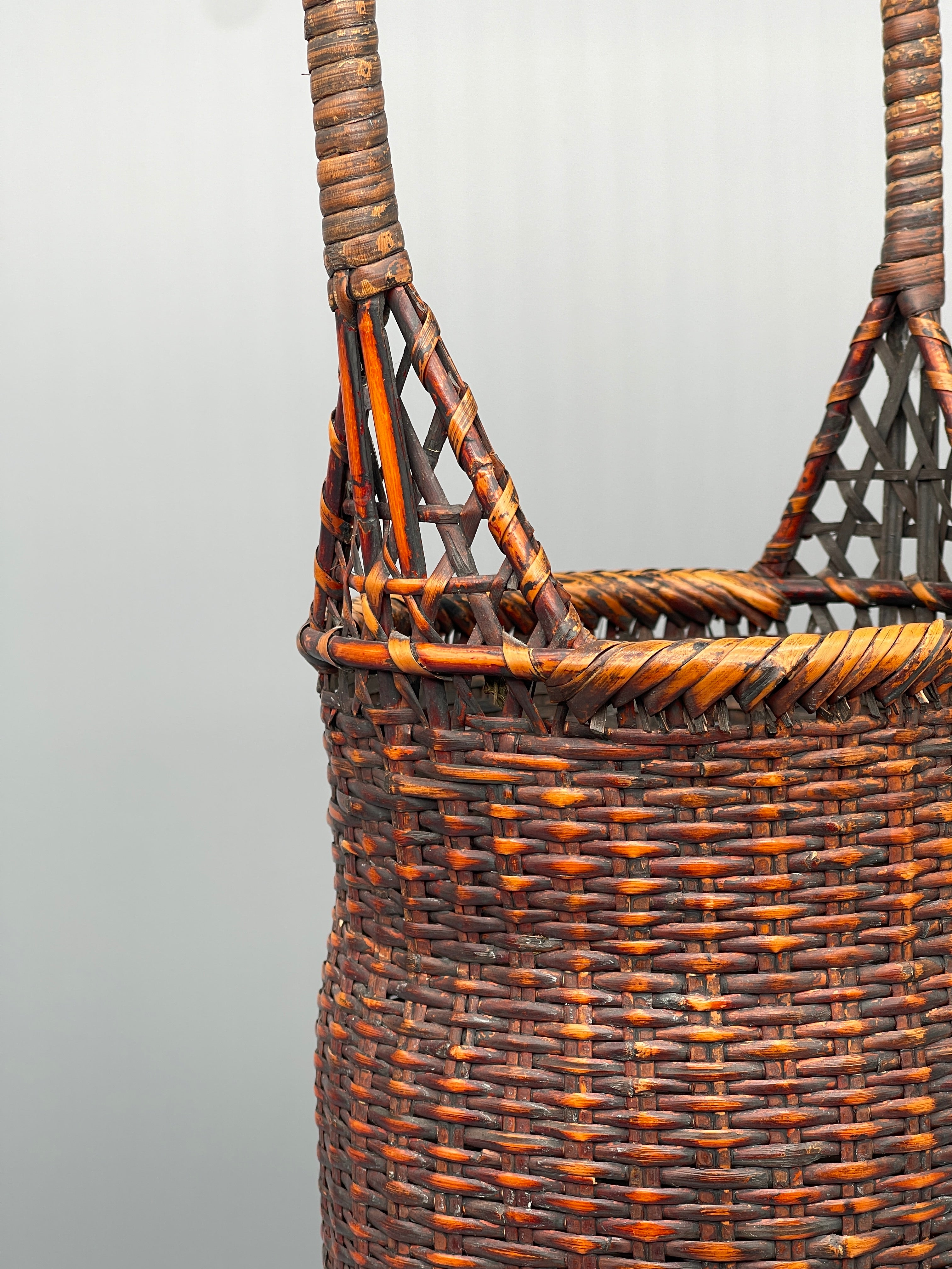 Vintage Japanese Woven Bamboo Ikebana Basket