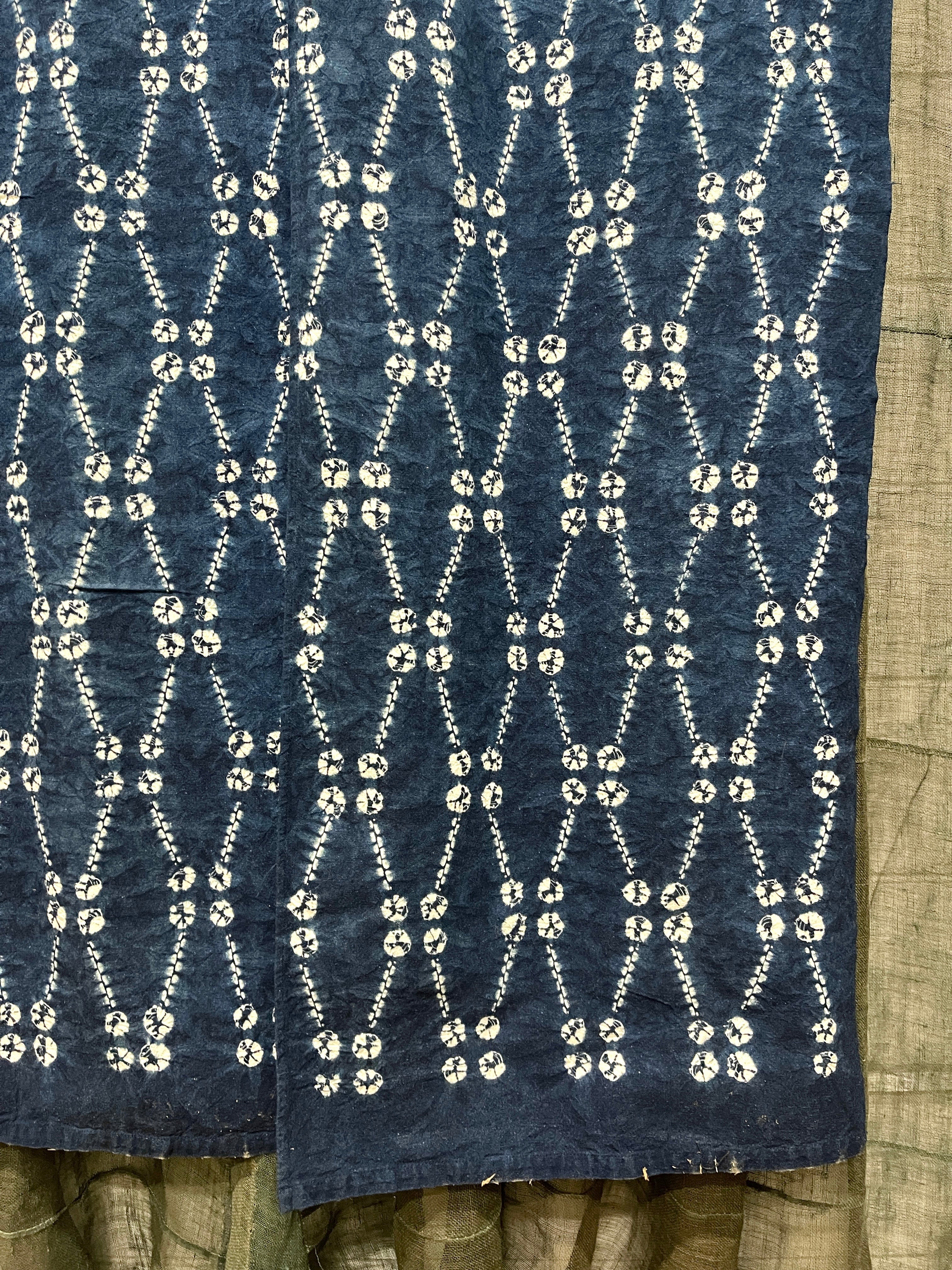 Japanese Shibori Cotton Noren, Panelled Curtain