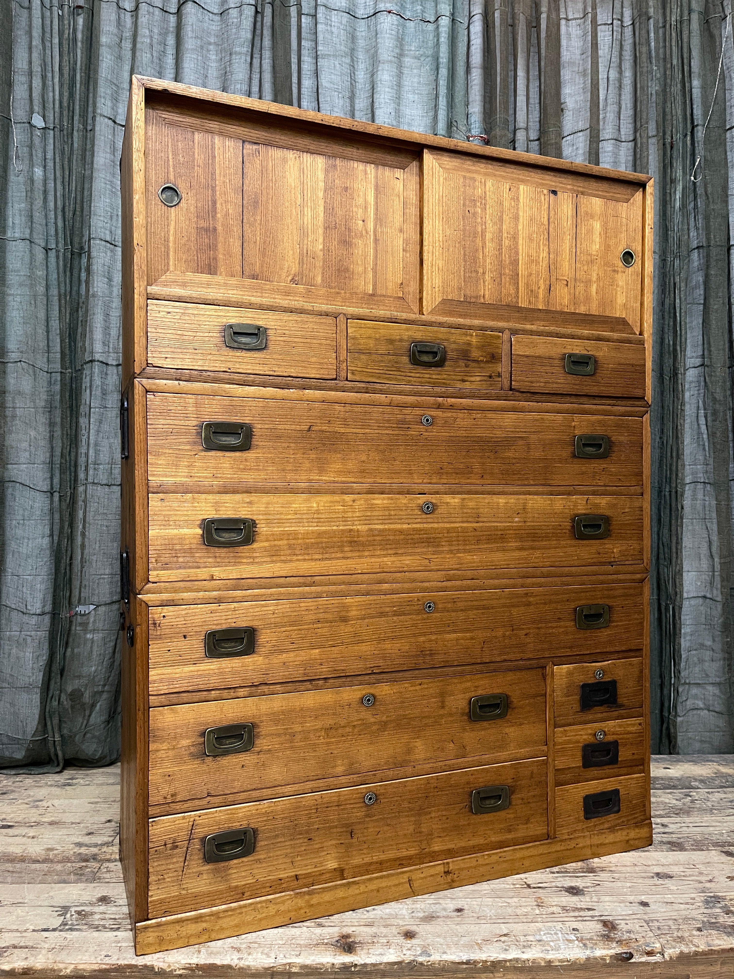Vintage Japanese Kimono Storage Chest of Drawers - Cedar & Paulownia | C.1930