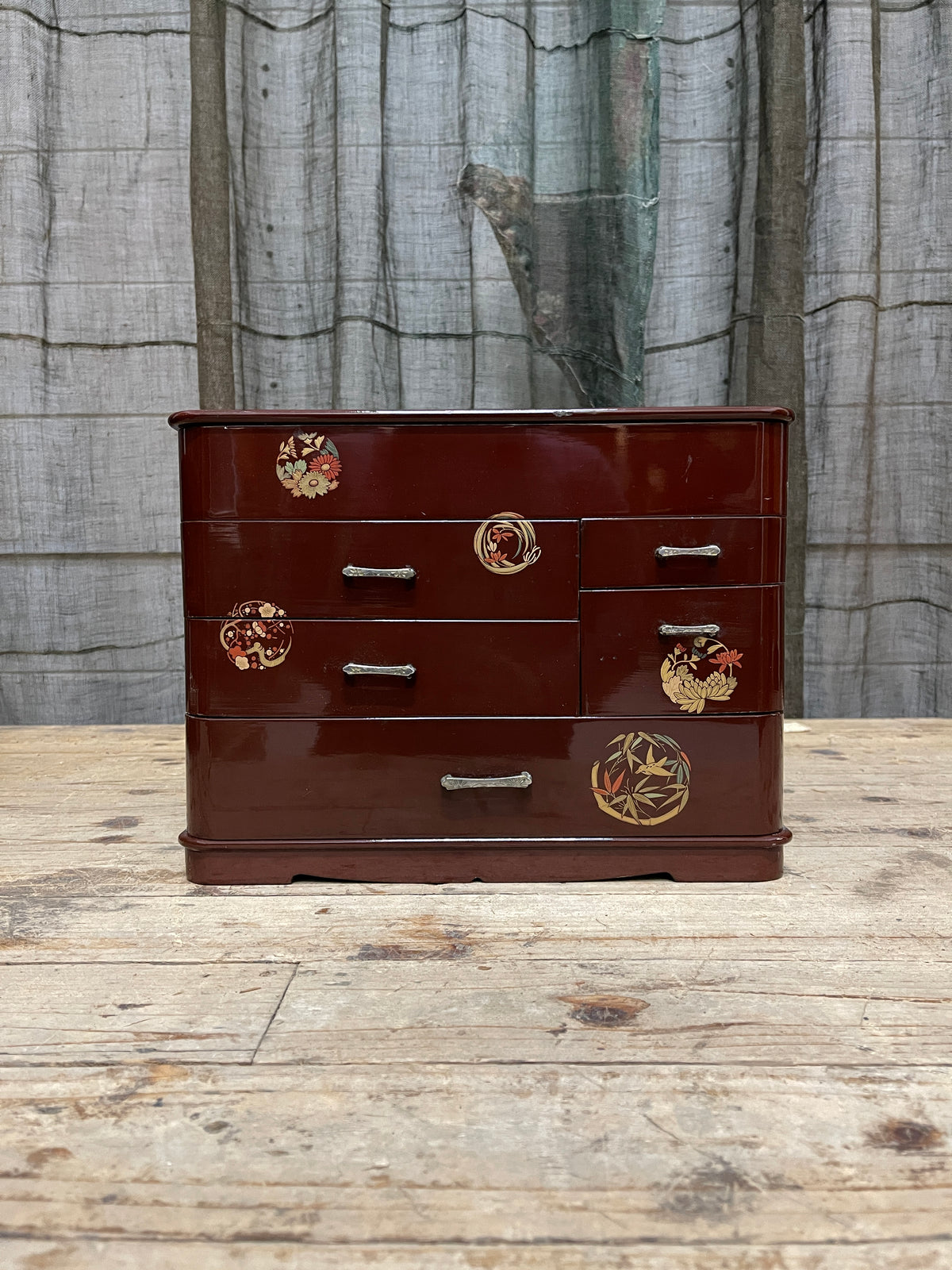 Vintage Japanese Sewing Box, Hari Bako - Lacquered | Midcentury