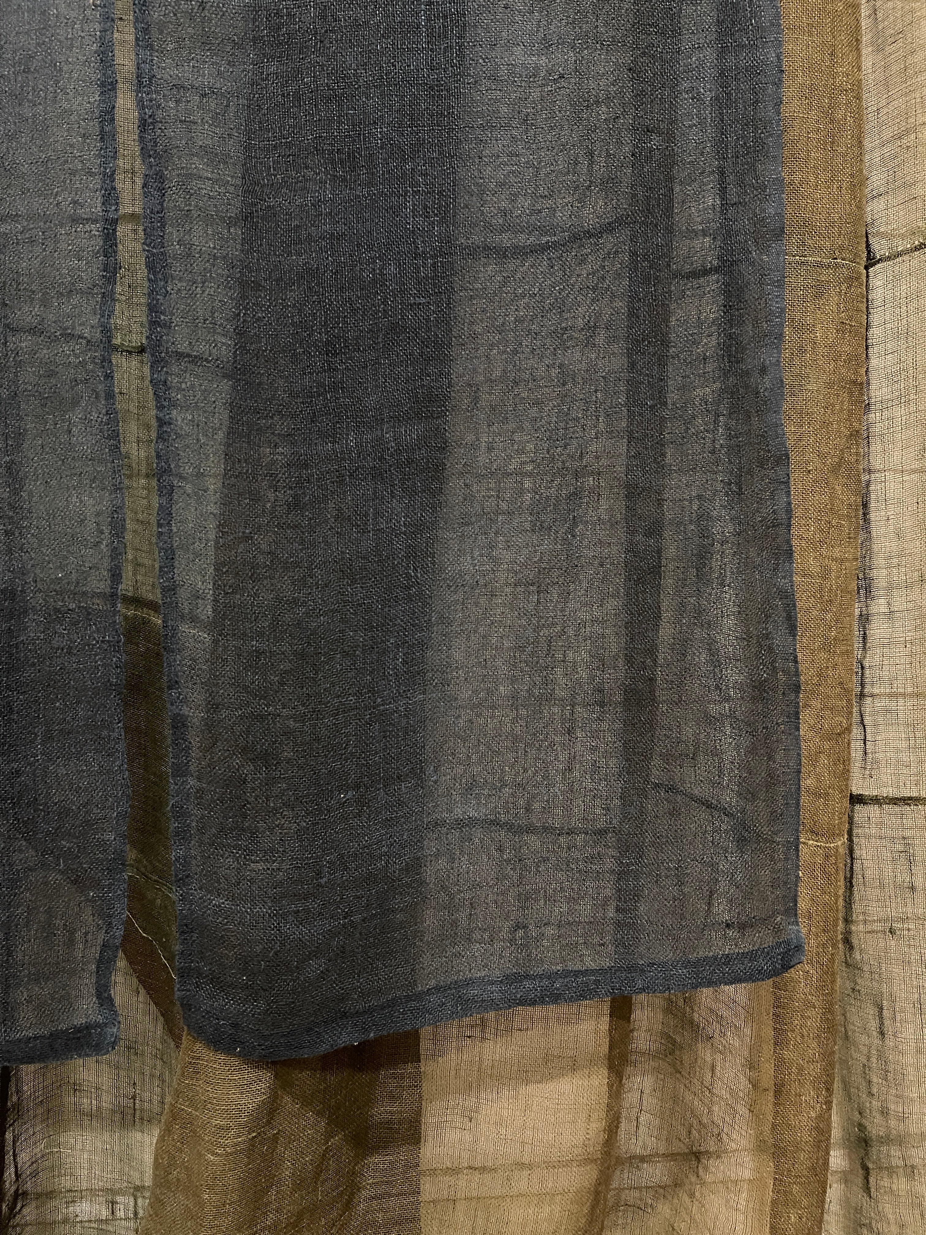 Vintage Japanese Hemp Noren, Panelled Curtain