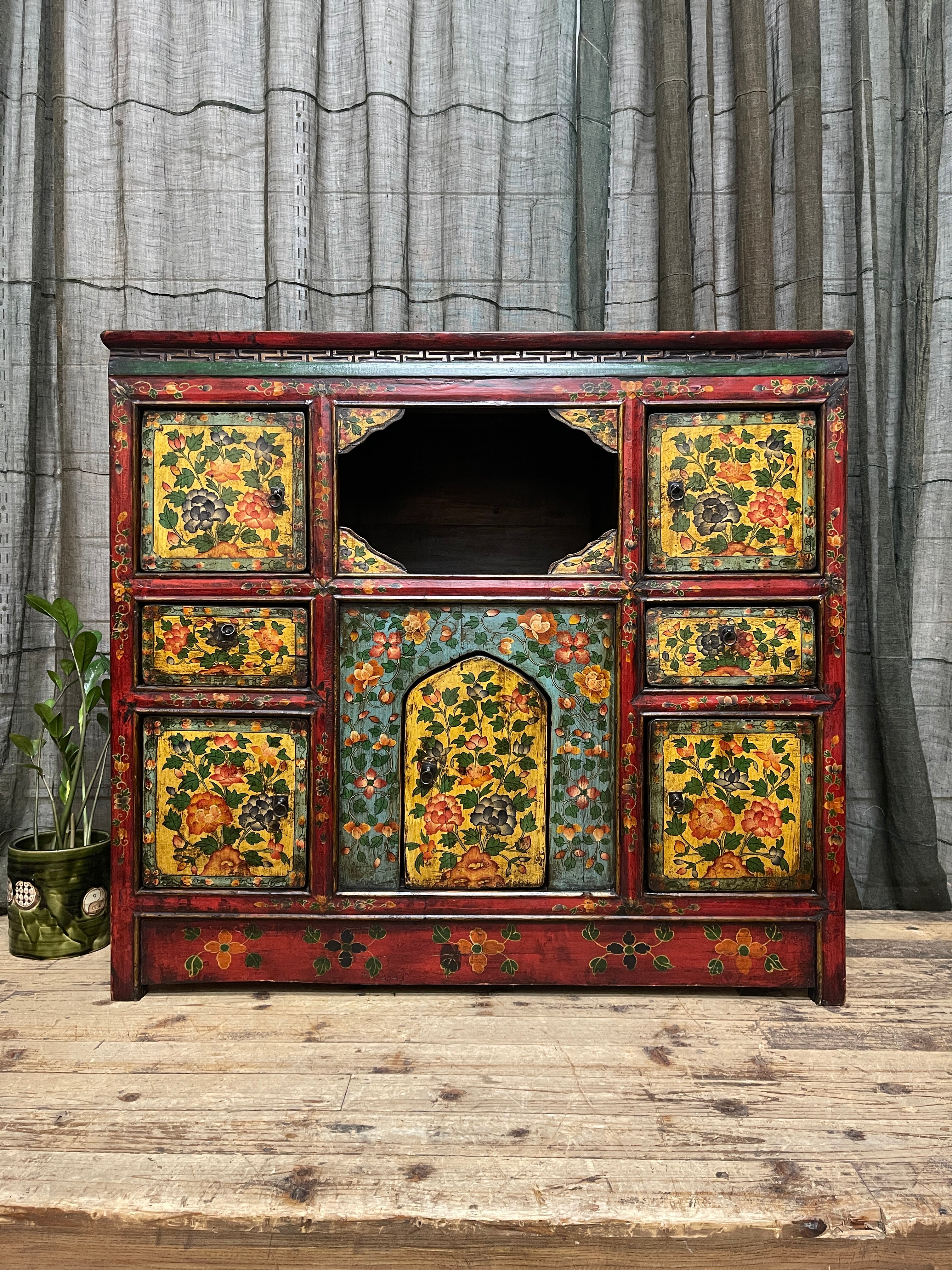 Vintage Tibetan Painted Cabinet