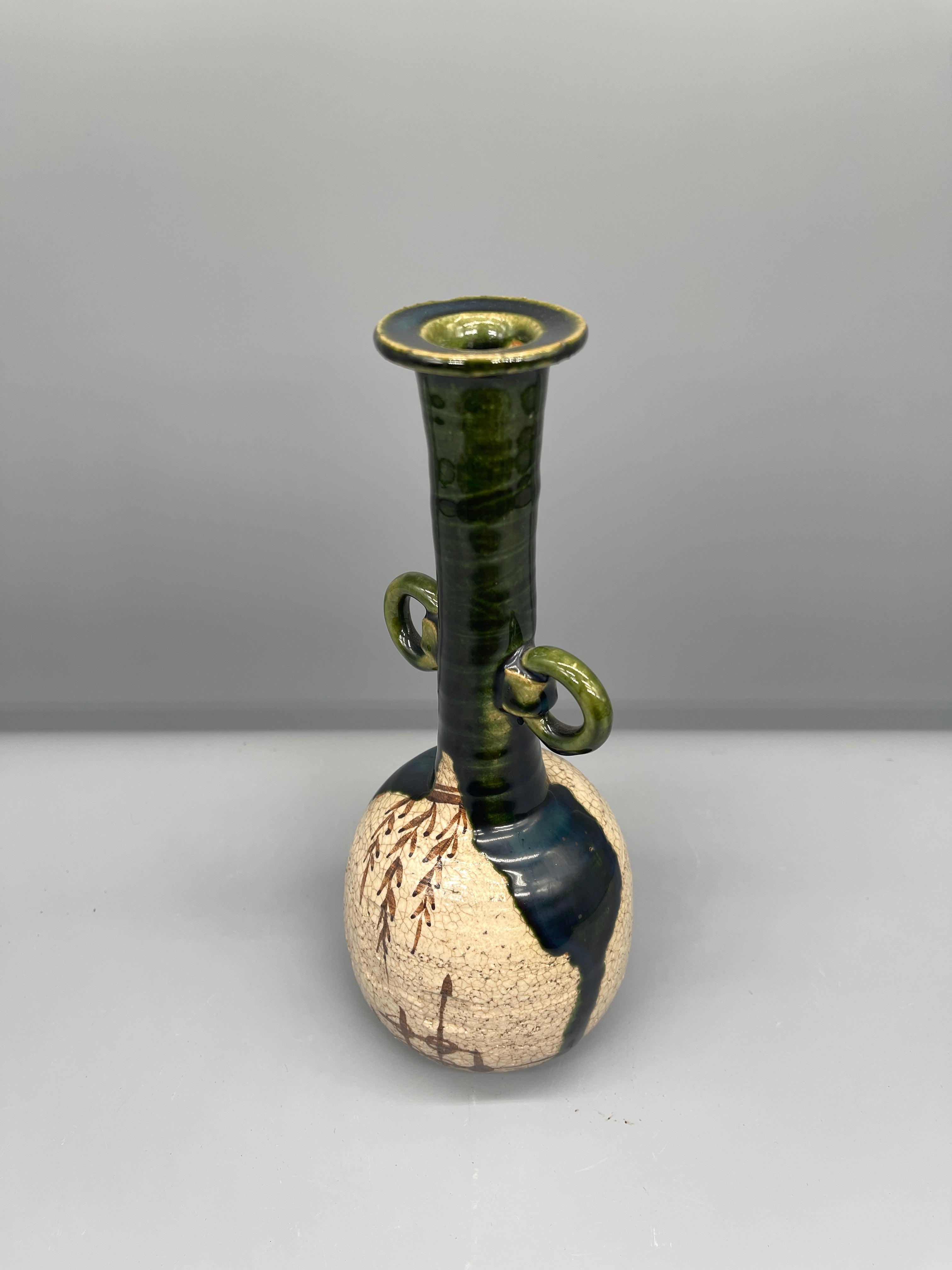 Vintage Japanese Vase - Oribe Glaze