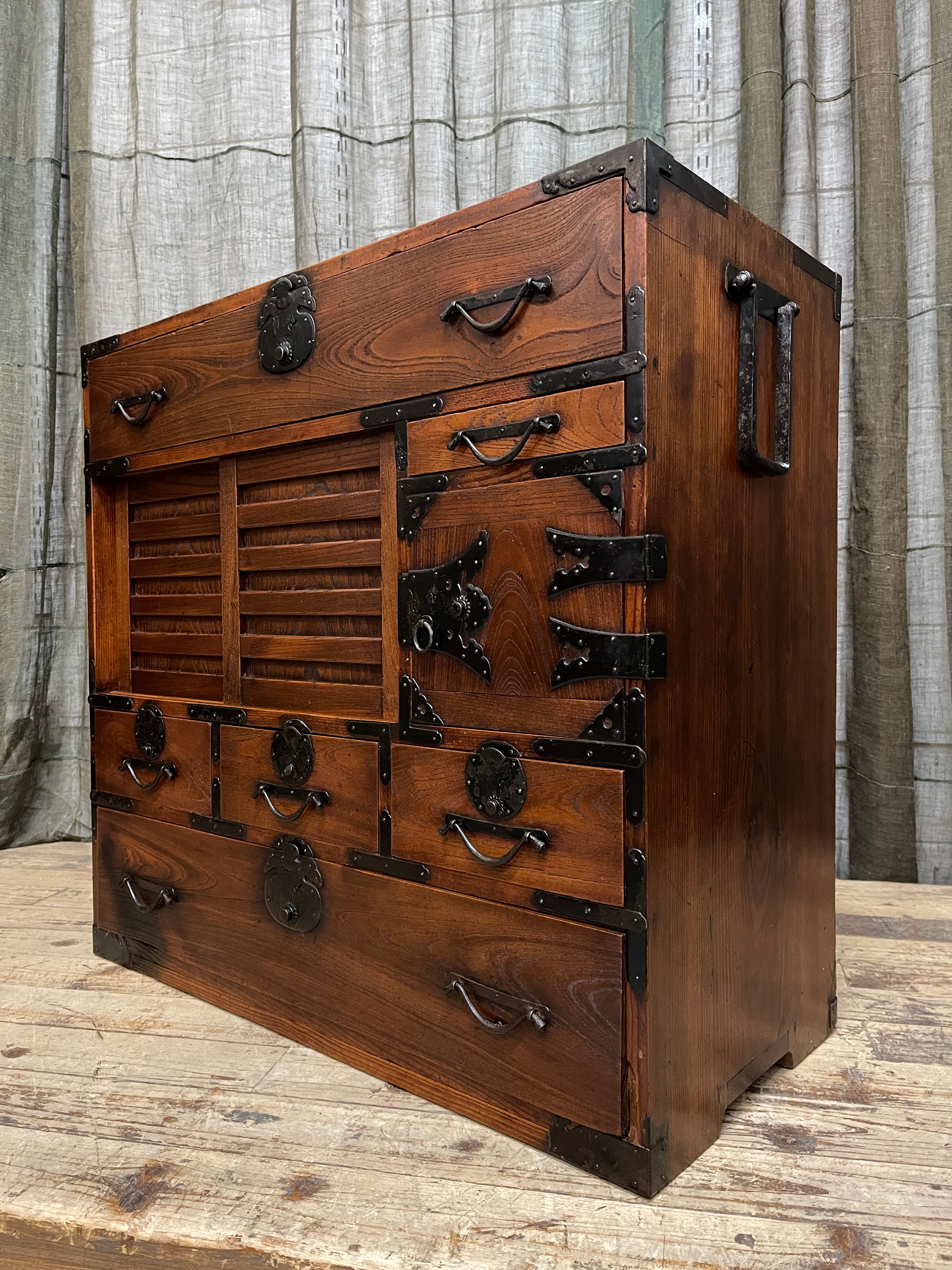 Japanese Choba Dansu, Merchant’s Chest from Matsumoto–  Elm | Meiji